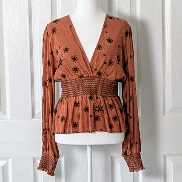 Roller Rabbit Tops - ROLLER RABBIT Women's Long Sleeve Embroidered Blouse Top  Size XS  Burnt Orange